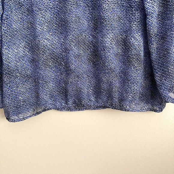 Lane Bryant Womens Plus Blue Black Dot Sheer Blouse Top Shirt Size 18/20 Tassels - Picture 11 of 12